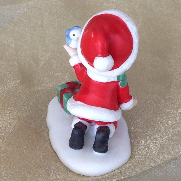 Adorable Lefton Christmas Elf Holding a Blue Bird - Picture 3 of 5